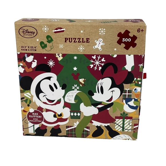 Disney Mickey & Minnie 500 Piece Christmas Jigsaw Puzzle Complete - Picture 1 of 4